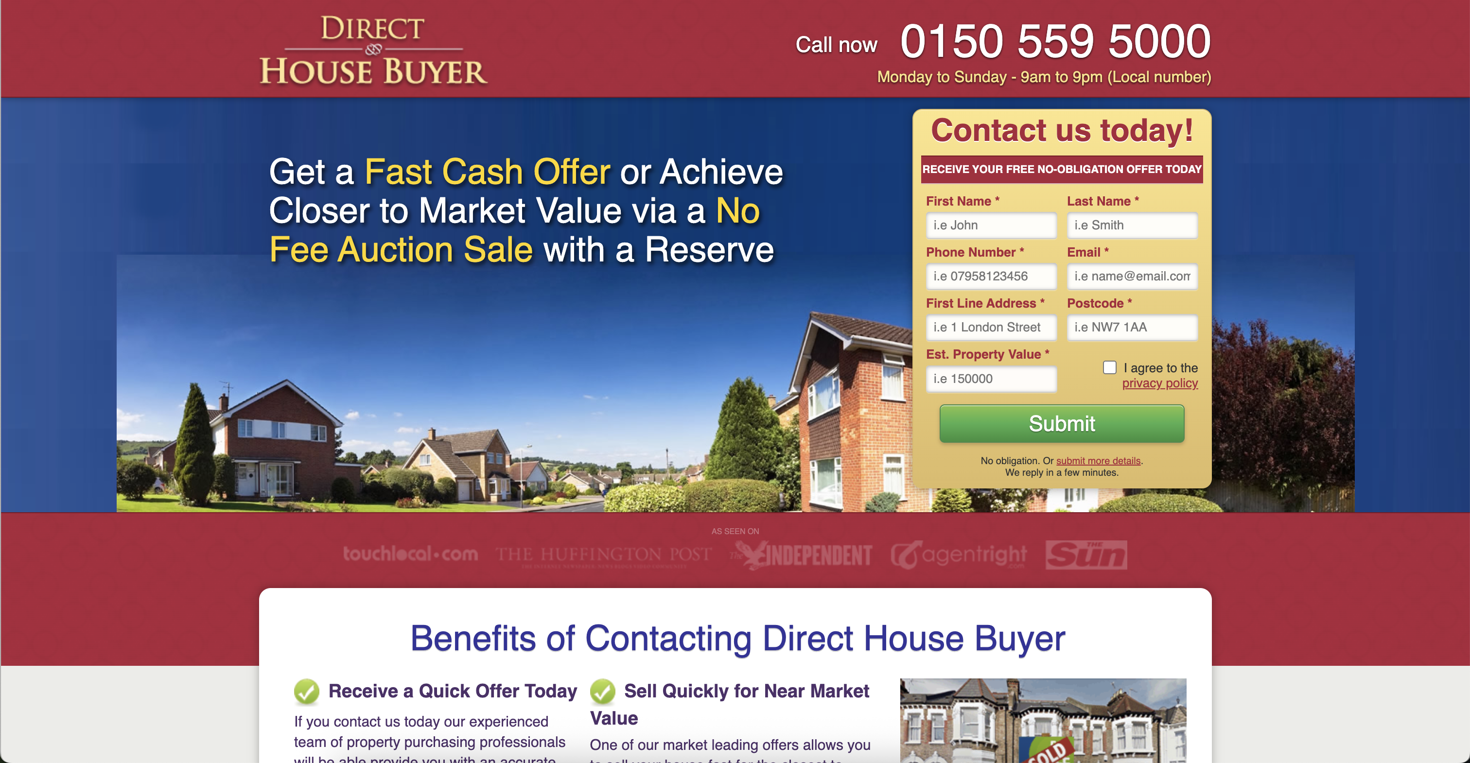 Direct House Buyer website screenshot