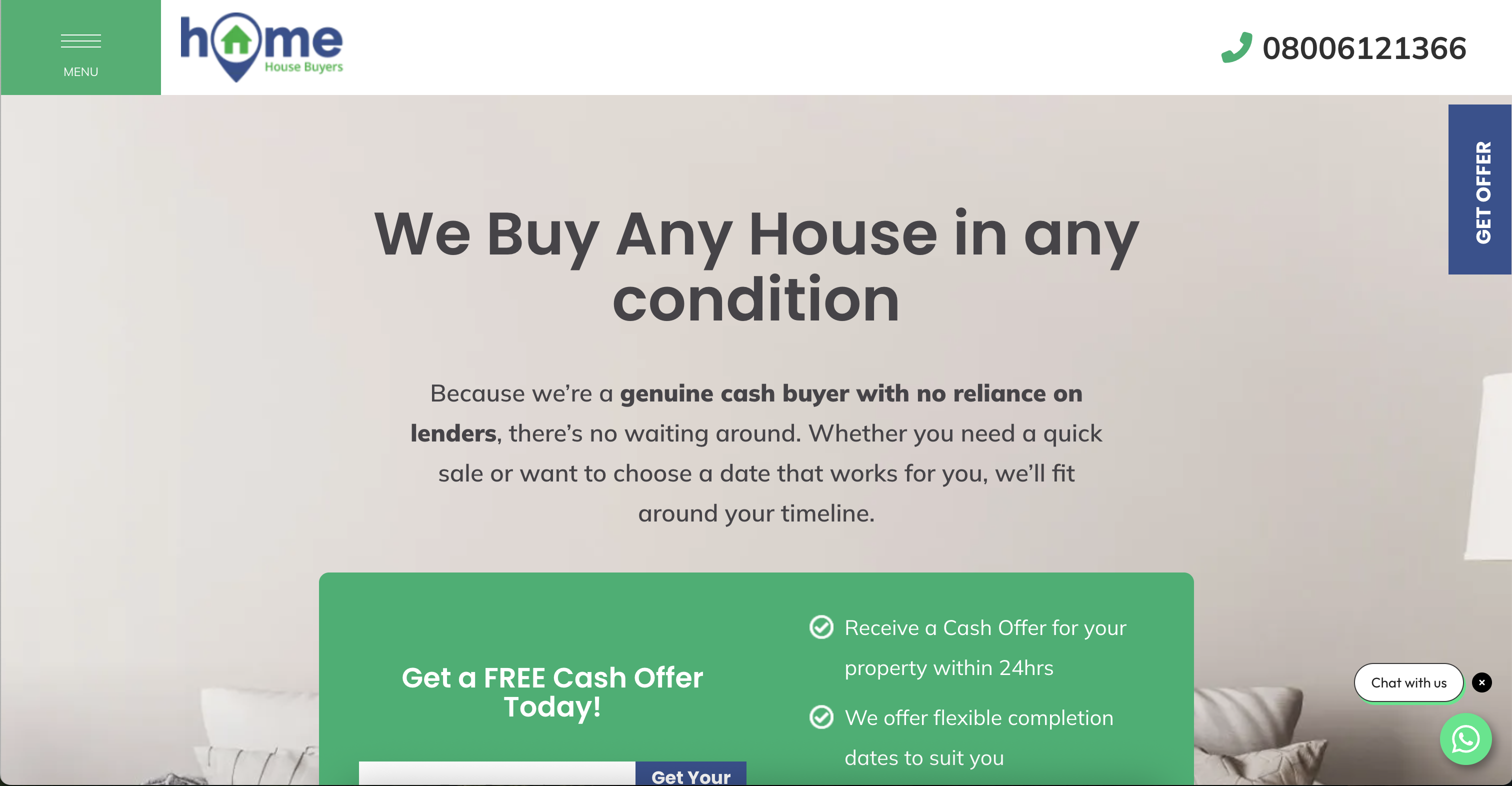 Home House Buyers website screenshot