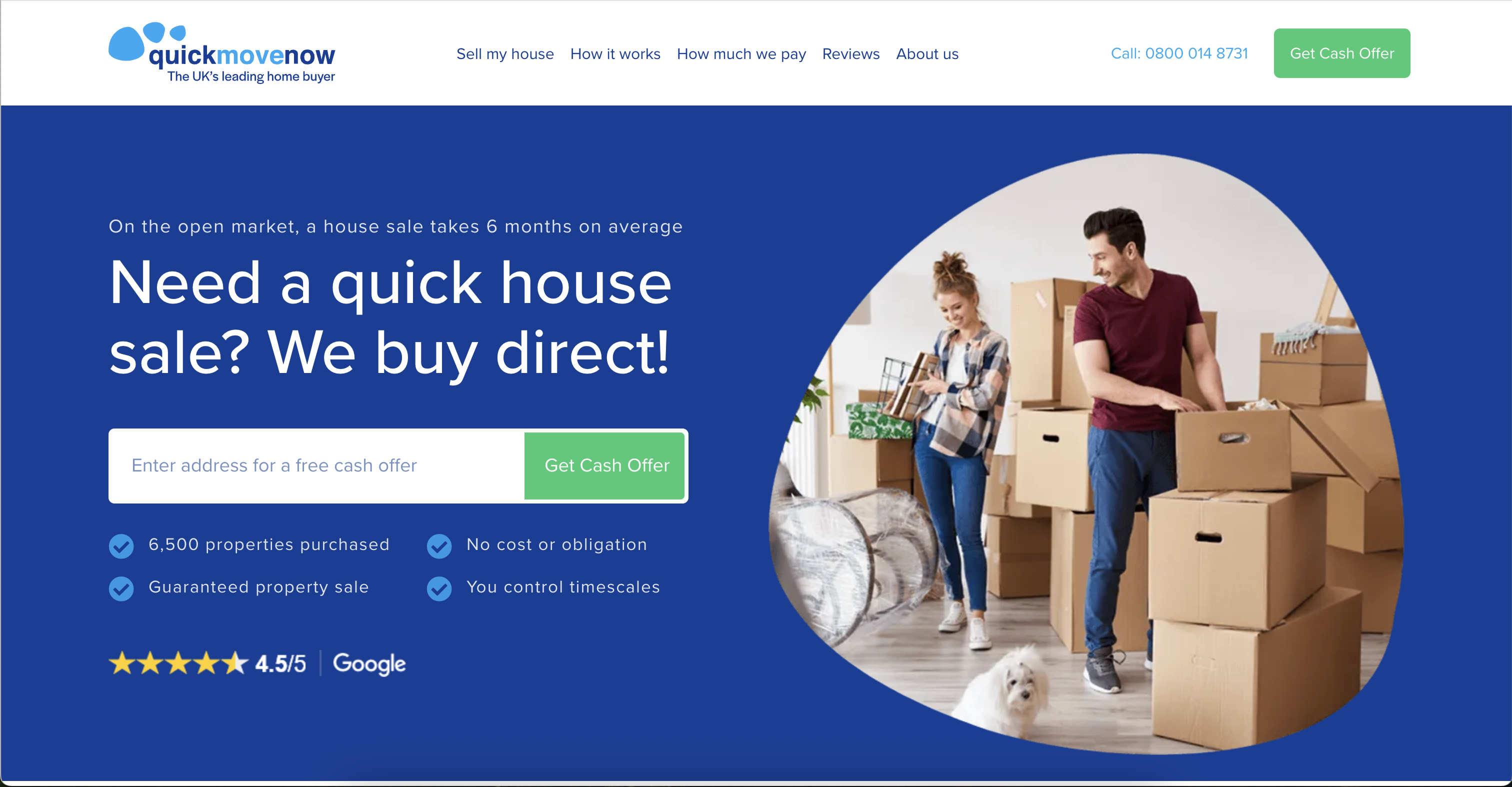 Quick Move Now website screenshot