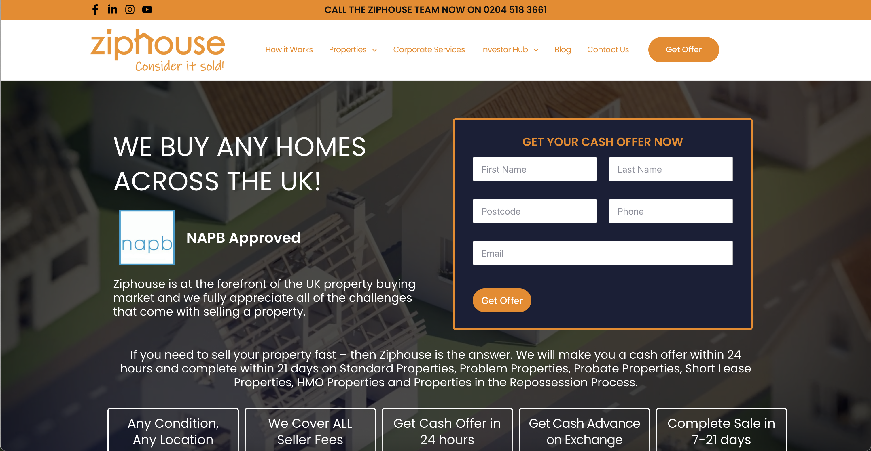 Zip House website screenshot