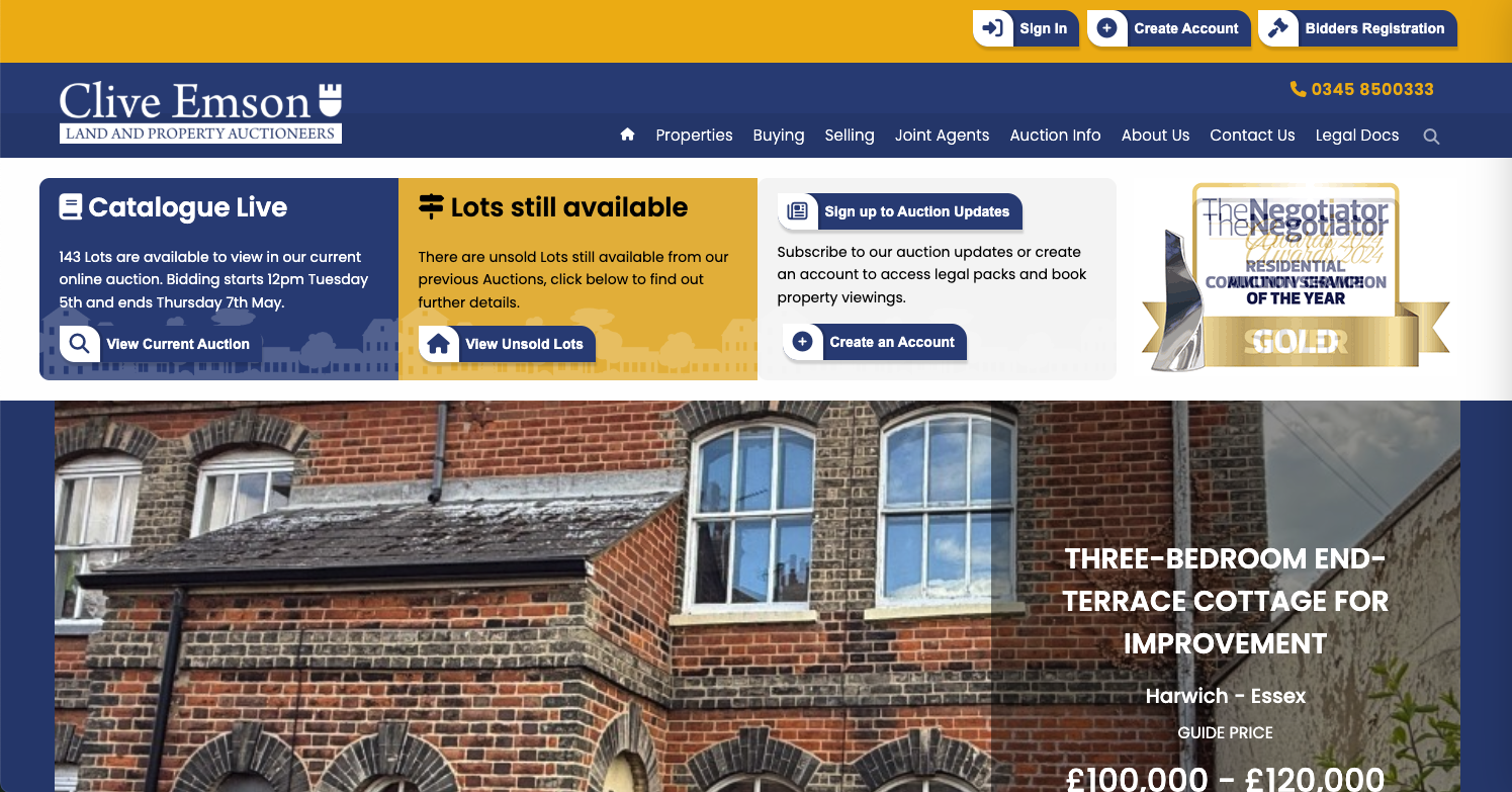Clive Emson Auctions website screenshot
