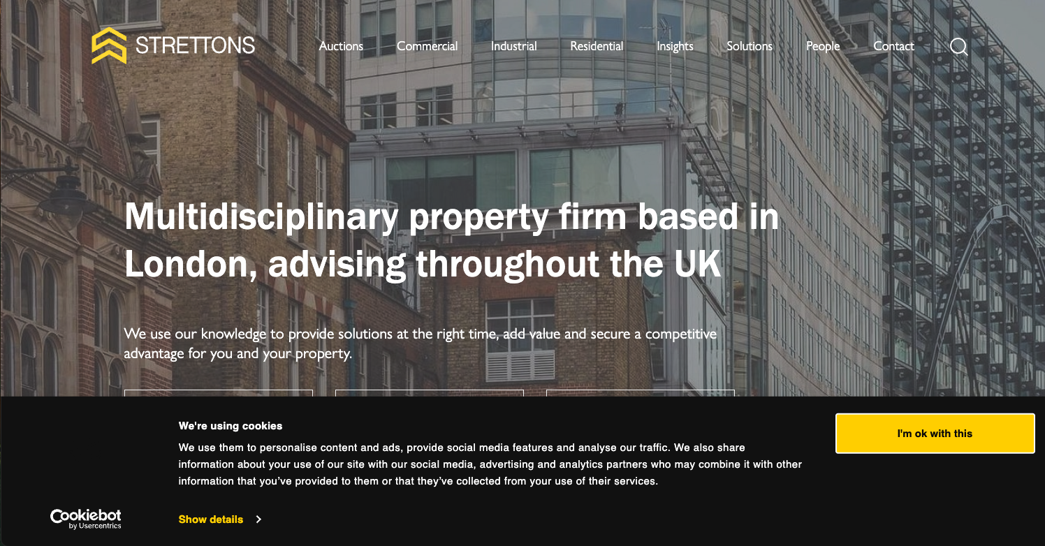 Strettons website screenshot